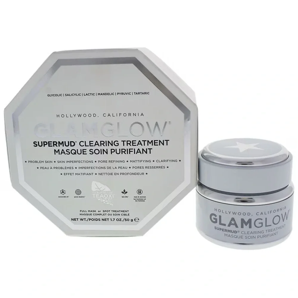 GLAMGLOW Supermud Clearing Mask 1.7oz Charcoal Acne Pore Detox NEW
